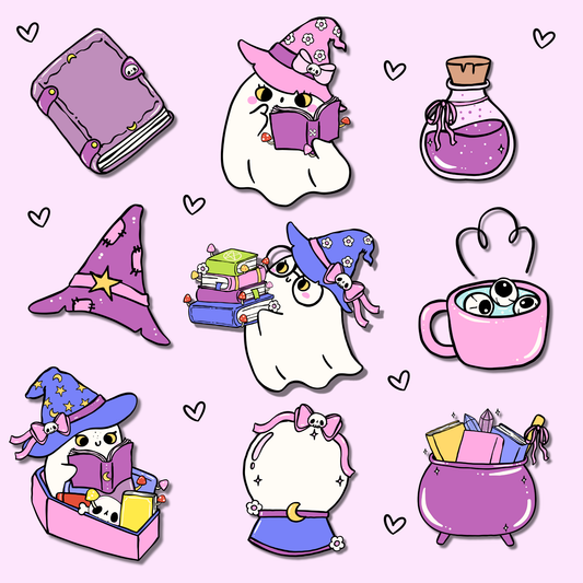 Cute Bookish Ghost Sticker Bundle