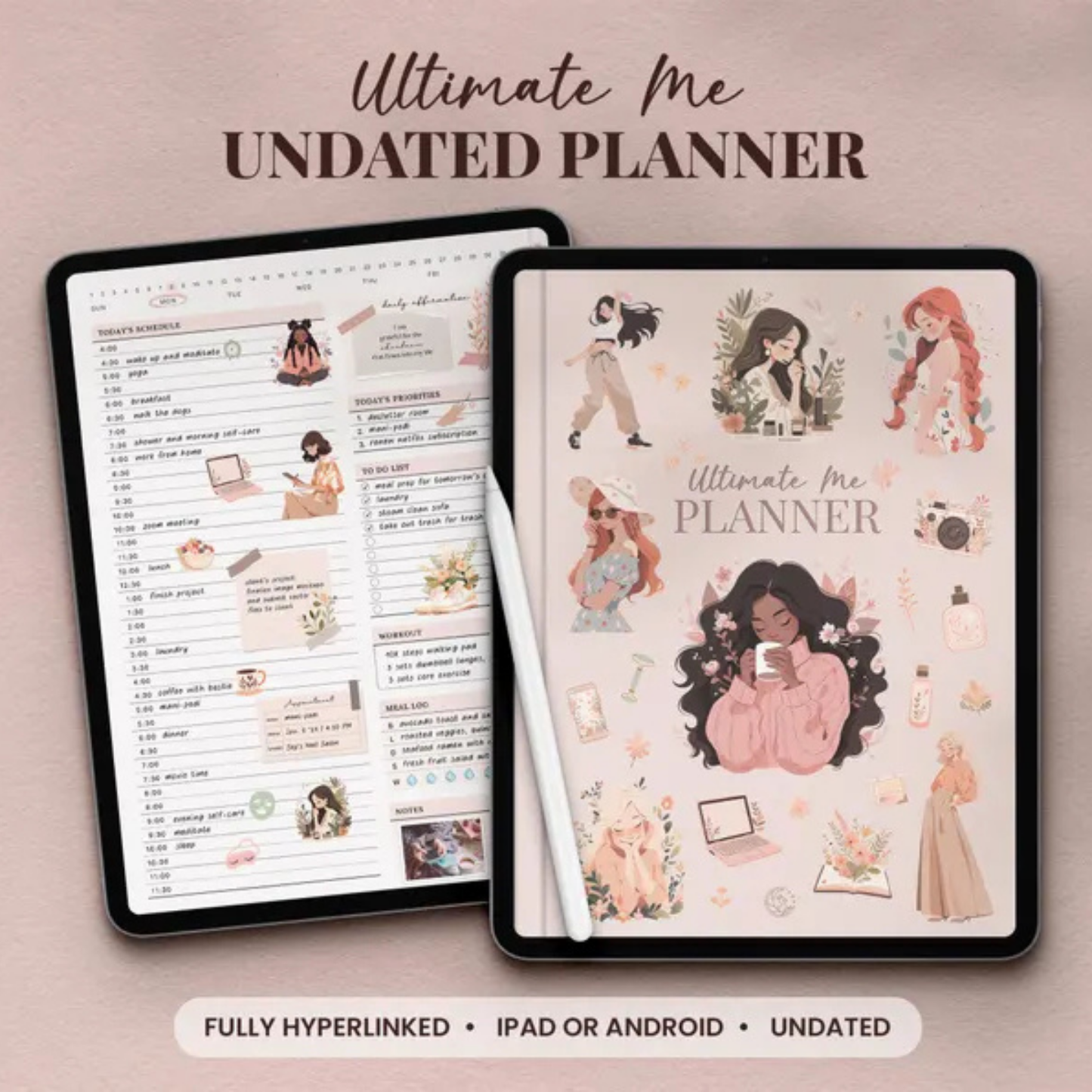 Ultimate Me Undated Digital Planner + Planner Sticker Bundle