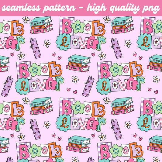 Retro Book Lover Seamless Pattern