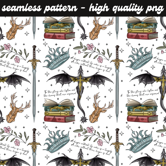 Fantasy Reader Seamless Pattern