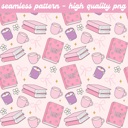 Bookish Girlie Seamless Pattern