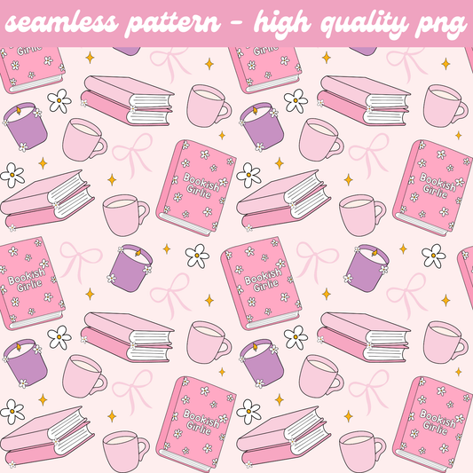 Bookish Girlie Seamless Pattern