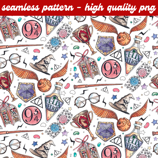 Harry Potter Icons Seamless Pattern
