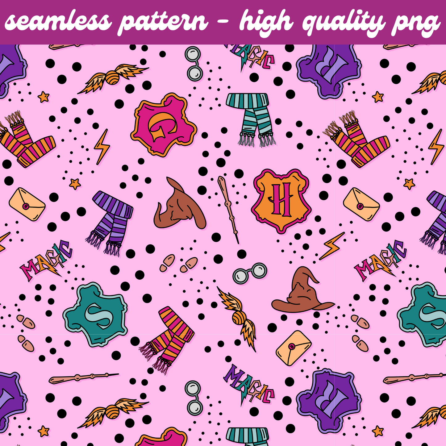 Hogwarts Houses Seamless Pattern