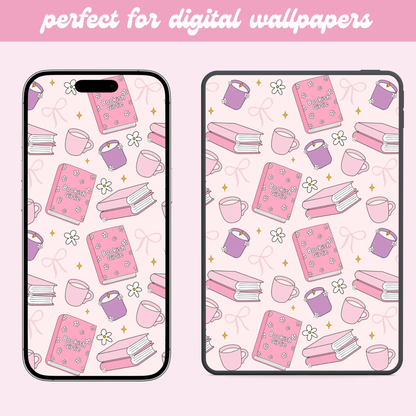 Bookish Girlie Seamless Pattern