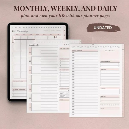 Ultimate Me Undated Digital Planner + Planner Sticker Bundle