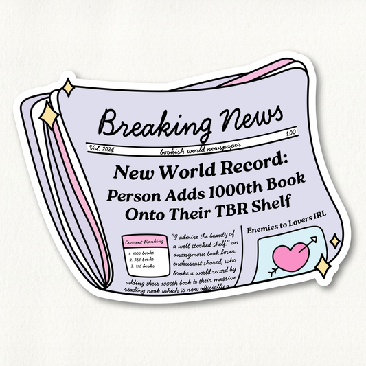TBR Bookish Newspaper Sticker
