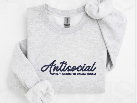 Antisocial Book Lover Embroidery Sweatshirt