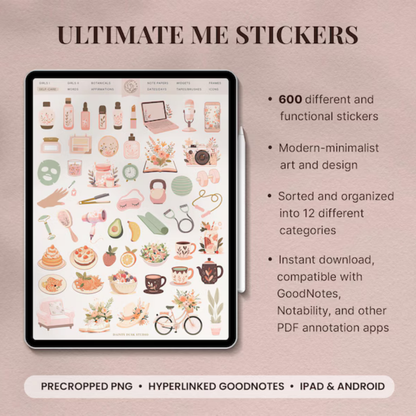 Ultimate Me Undated Digital Planner + Planner Sticker Bundle